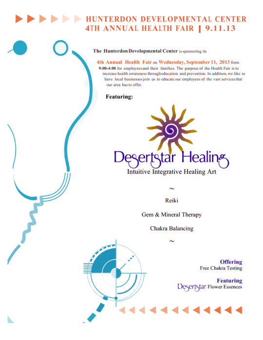 Hunterdon County Developmental Center 4th Annual Health Fair — featuring DesertStar Healing